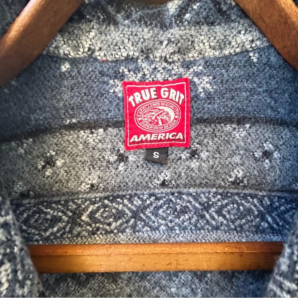 ❄️SALE❄️ True Grit Jacket Vintage Blue Nordic Cabincore Outdoor unisex sz S - Picture 4 of 5
